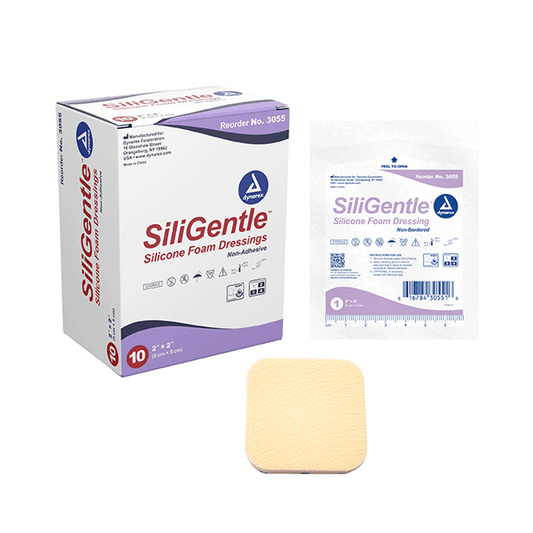 SiliGentle - Non-Adhesive Silicone Foam Dressing, 2" x 2", 12/10/cs