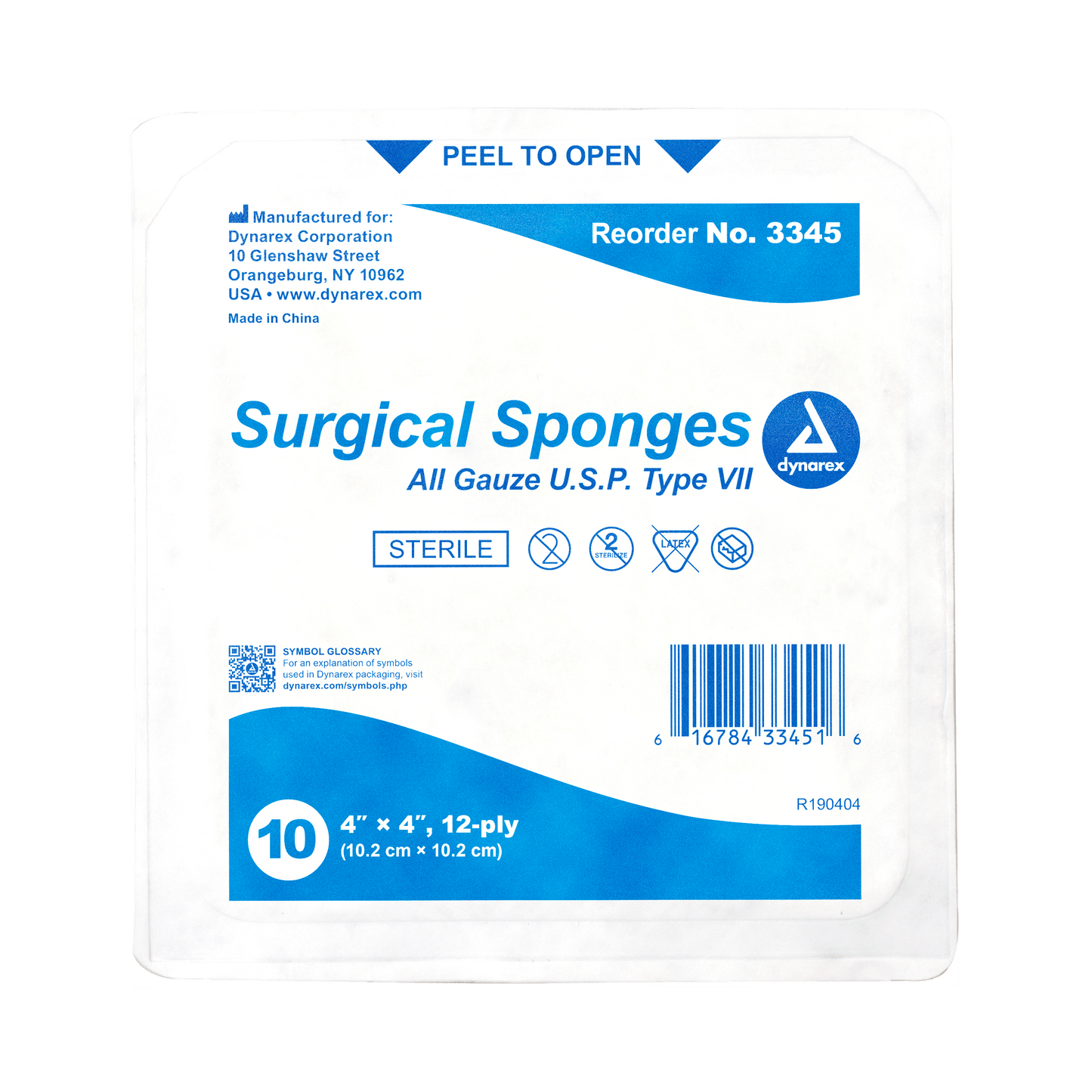 Surgical Gauze Sponge - Sterile 10's, 4" x 4" 12 Ply, 128/10/cs