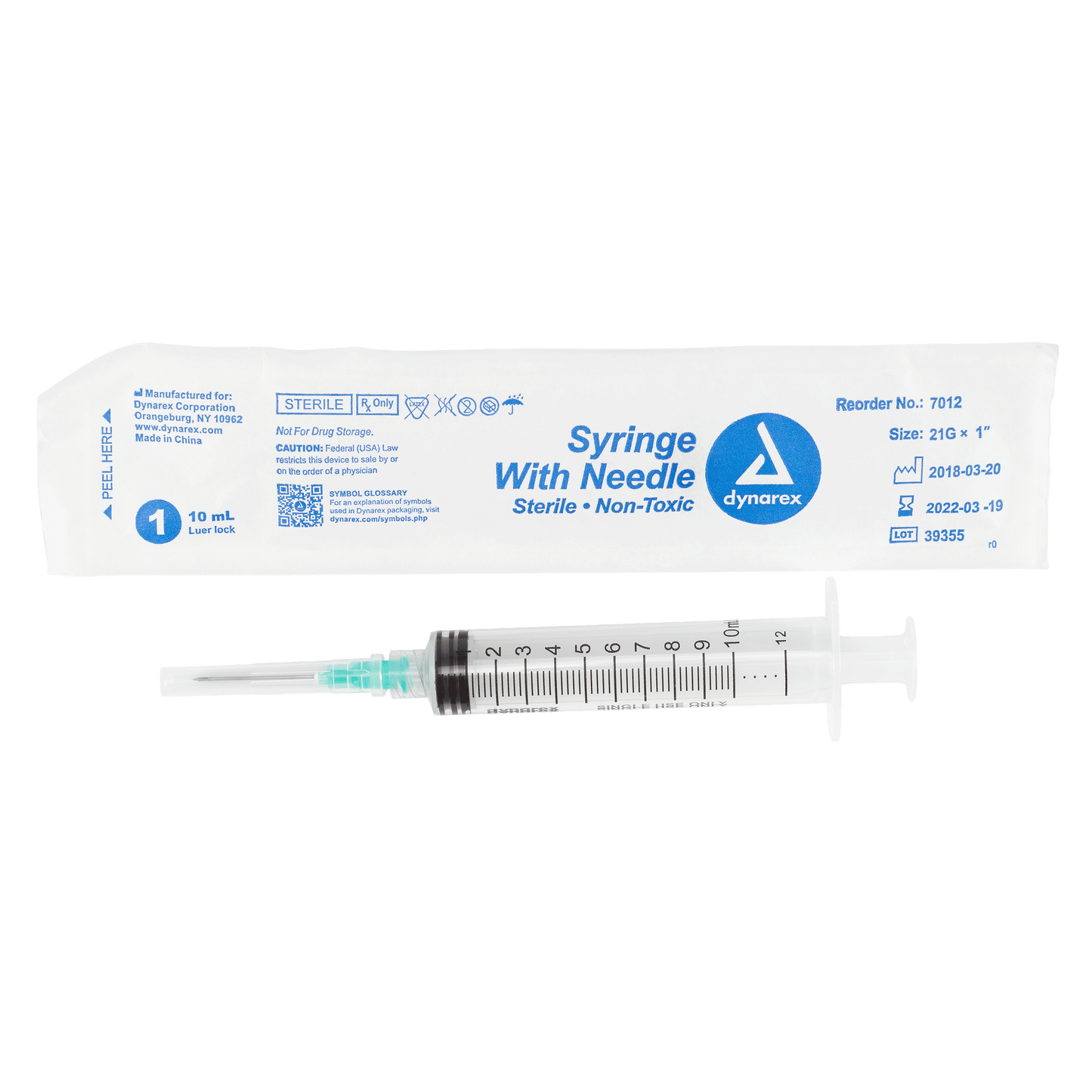 Syringe - Non-Safety with Needle - Luer Lock, 21G, 1" Needle, 10 cc, 4/100/cs