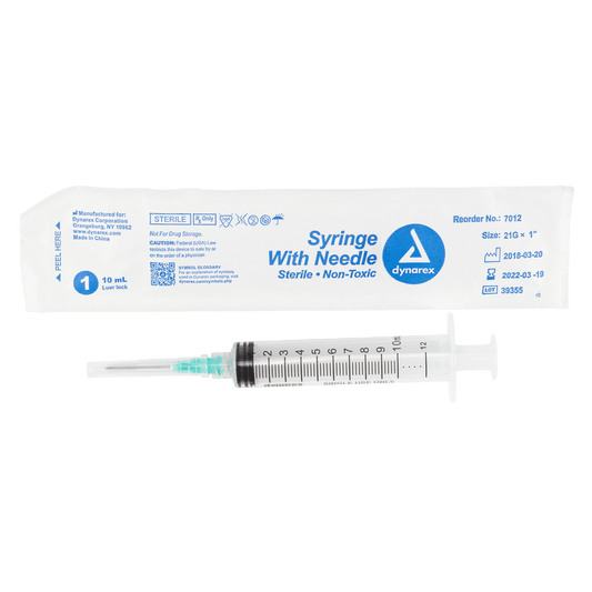 Syringe - Non-Safety with Needle - Luer Lock, 21G, 1" Needle, 10 cc, 4/100/cs