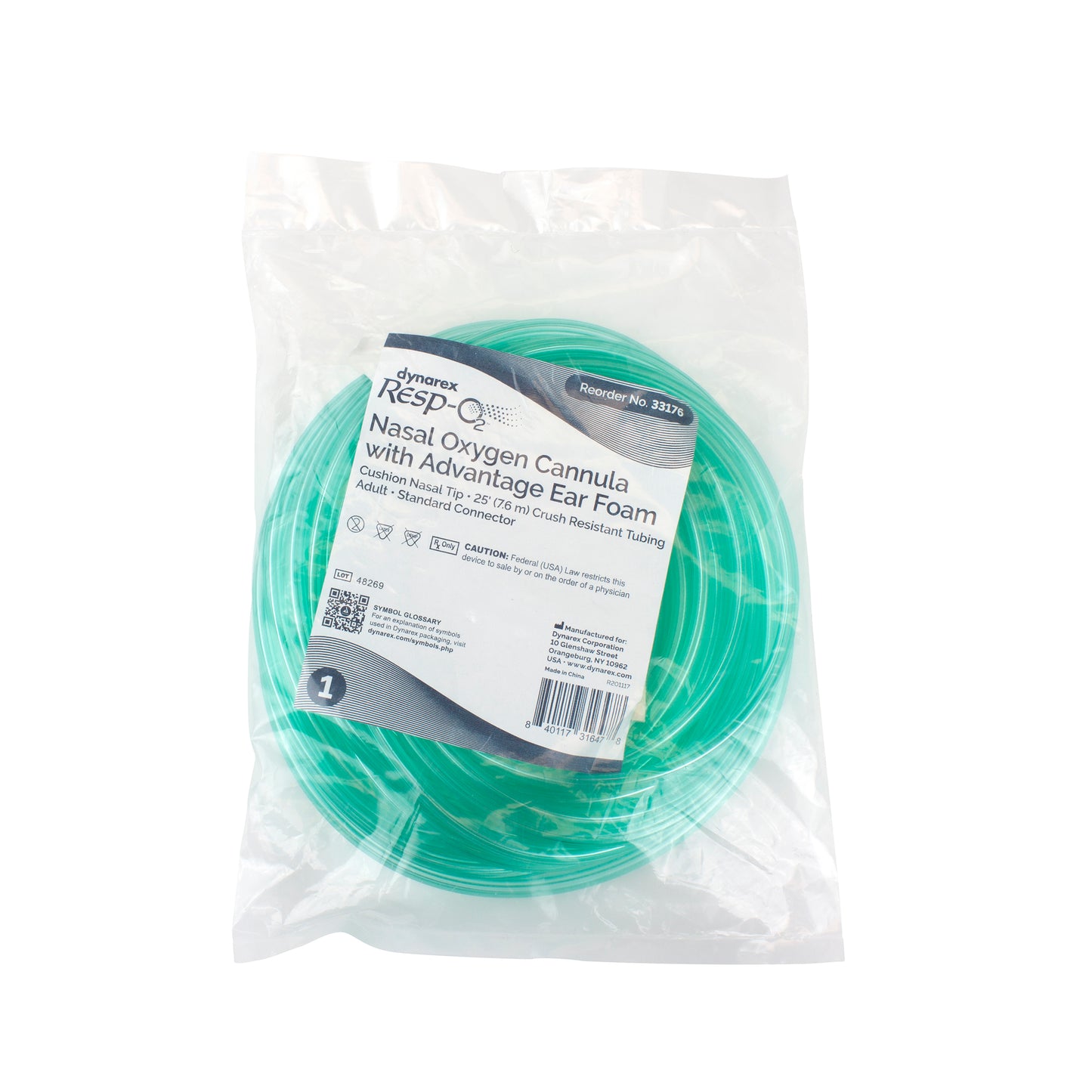 Nasal Oxygen Cannula Cushion Tip w/Advantage Ear Foam w/ 25', Adult/Standard Connector, 25/cs