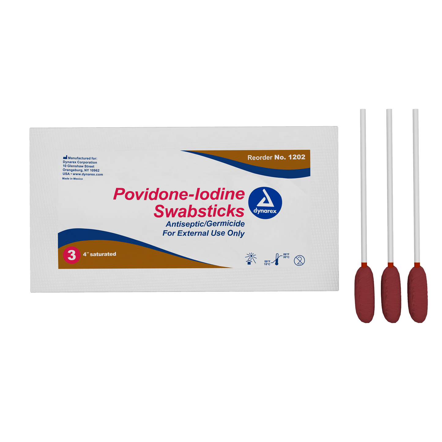 Povidone Iodine Swabsticks, 3 Swabsticks per Packet, 10/25/cs