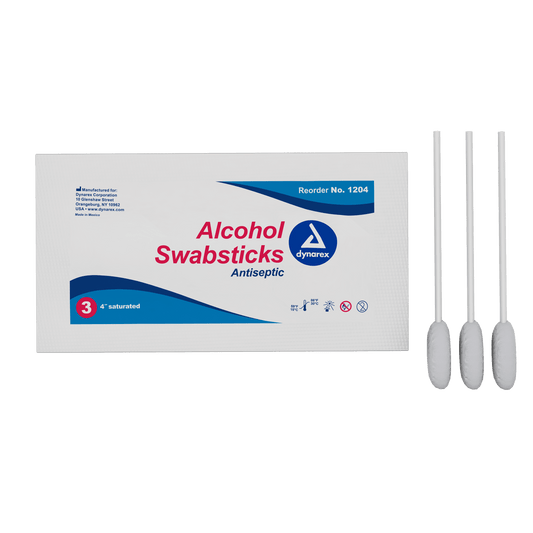 Alcohol Swabsticks, 4", 3 Swabsticks per Packet, Case (1204)