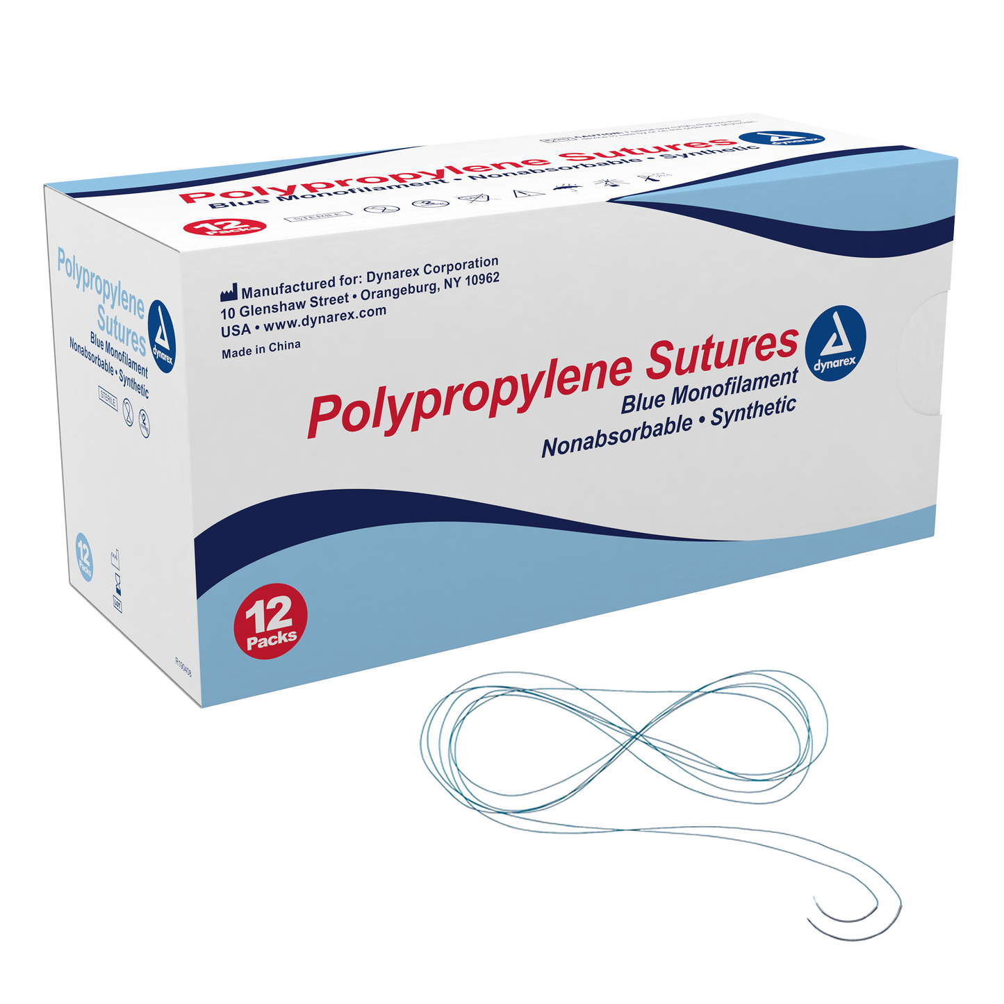 Polypropylene Sutures-Non Absorbable - Synthetic, Blue, 5-0, C3 Needle, 18", 12/bx