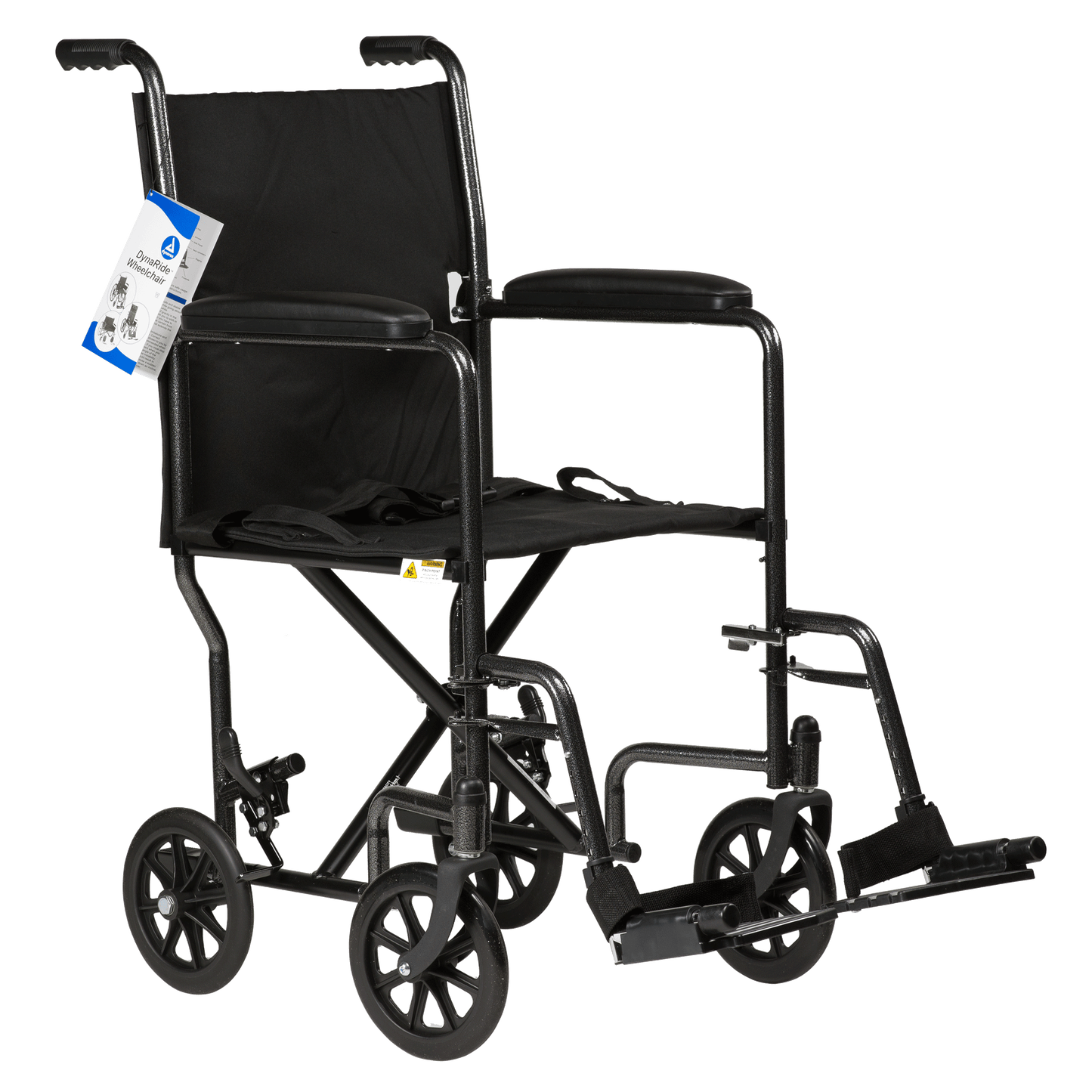 DynaRide Transport Wheelchair - 17" x 16" w/ Fixed Full Arm, Silver Vein, 1pc/cs