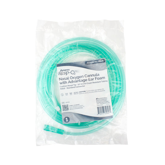 Nasal Oxygen Cannula Cushion Tip w/Advantage Ear Foam w/ 14', Adult/Standard Connector, 50/cs