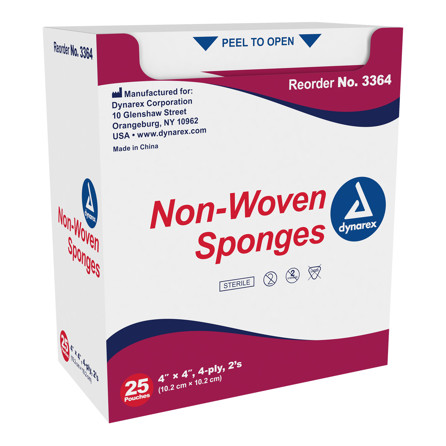 Non-Woven Sponge - Sterile 2's, 4" x 4" 4 Ply, 24/25/cs