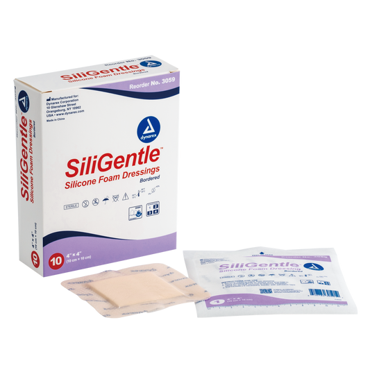 SiliGentle - Silicone Bordered Foam Dressing, 4" x 4", 12/10/cs