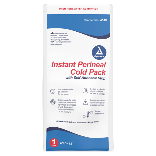 Perineal Instant Cold Pack w/ Self Adhesive Strip, 4 1/2" x 12", 24/cs