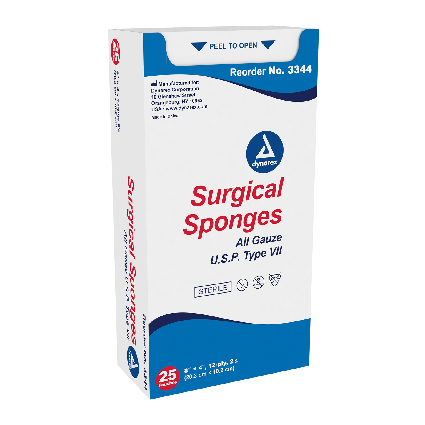 Surgical Gauze Sponge - Sterile 2's, 8" x 4" 12 Ply, 20/25/cs