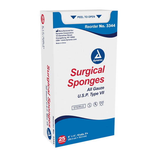 Surgical Gauze Sponge - Sterile 2's, 8" x 4" 12 Ply, 20/25/cs