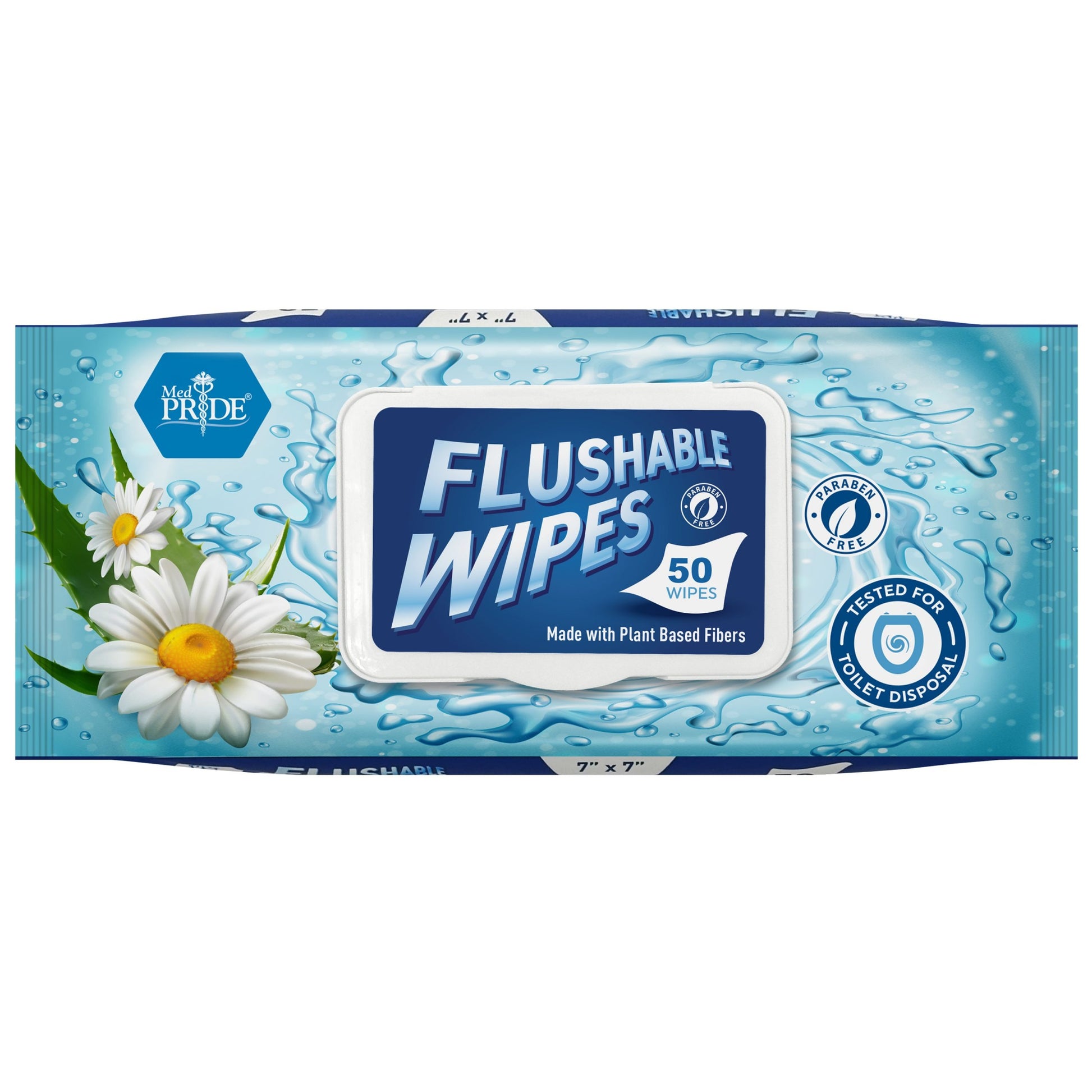 Shield Line Flushable Wipes - 7" x 7", 12/50/cs. medical supply