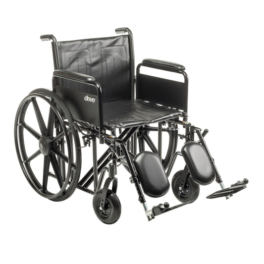 Sentra EC Heavy Duty Wheelchair, Detachable Full Arms, Elevating Leg Rests, 22" Seat