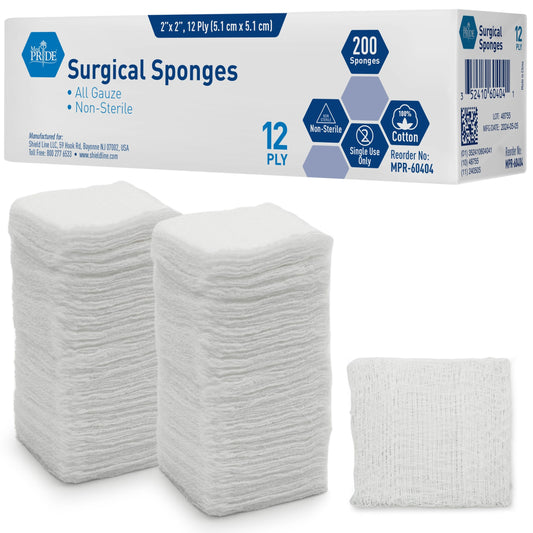 Shield Line Gauze Sponge - N/s - 2x2 - 12 Ply - 40/200/cs. (8M) medical supply
