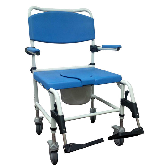 Aluminum Bariatric Rehab Shower Commode Chair with Two Rear-Locking Casters (NRS185008)