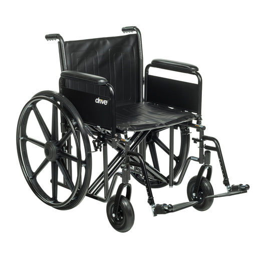 Sentra EC Heavy Duty Wheelchair, Detachable Full Arms, Swing away Footrests, 24" Seat