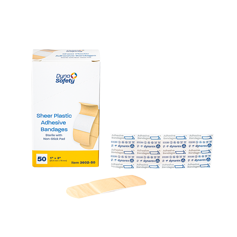 Sheer Plastic Adhesive Bandages - Sterile, 1" x 3", 50/50/cs