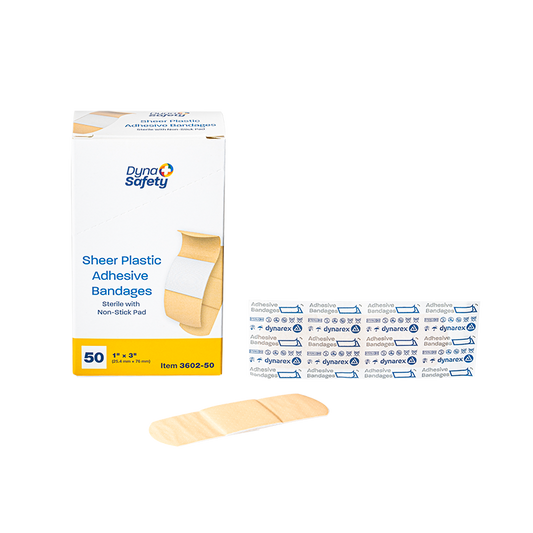 Sheer Plastic Adhesive Bandages - Sterile, 1" x 3", 50/50/cs