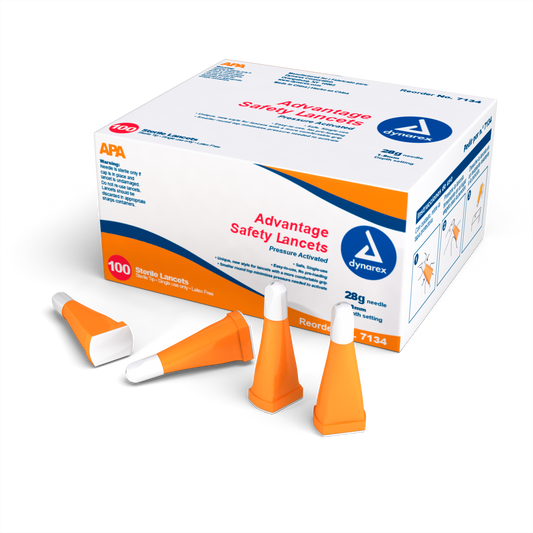 Advantage Pressure Activated Safety Lancets - Sterile, 28G, 1.8 mm, Case (7134)