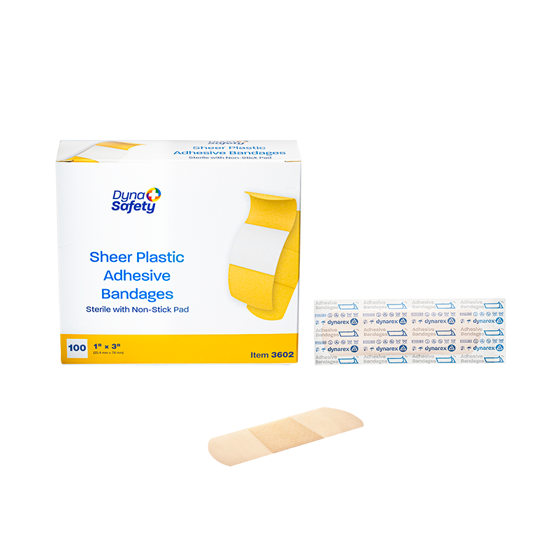 Sheer Plastic Adhesive Bandages - Sterile, 1" x 3", 24/100/cs