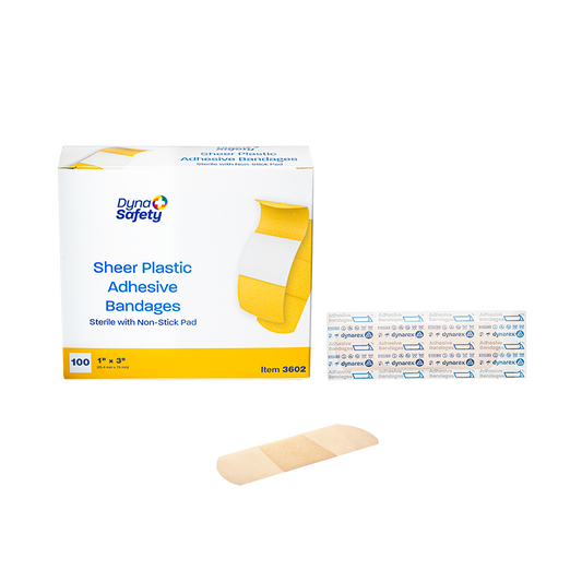 Sheer Plastic Adhesive Bandages - Sterile, 1" x 3", 24/100/cs