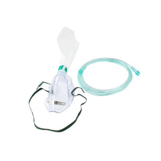 Oxygen High-Concentration Elongated Mask w/ 7' (2.1 m) tubin, Adult/Standard Connector, 50/cs