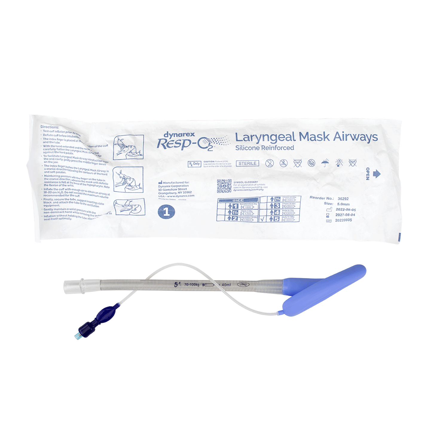 LMA (Laryngeal Mask Airway) - Silicone, Reinforced, 5.0 mm, 5/cs