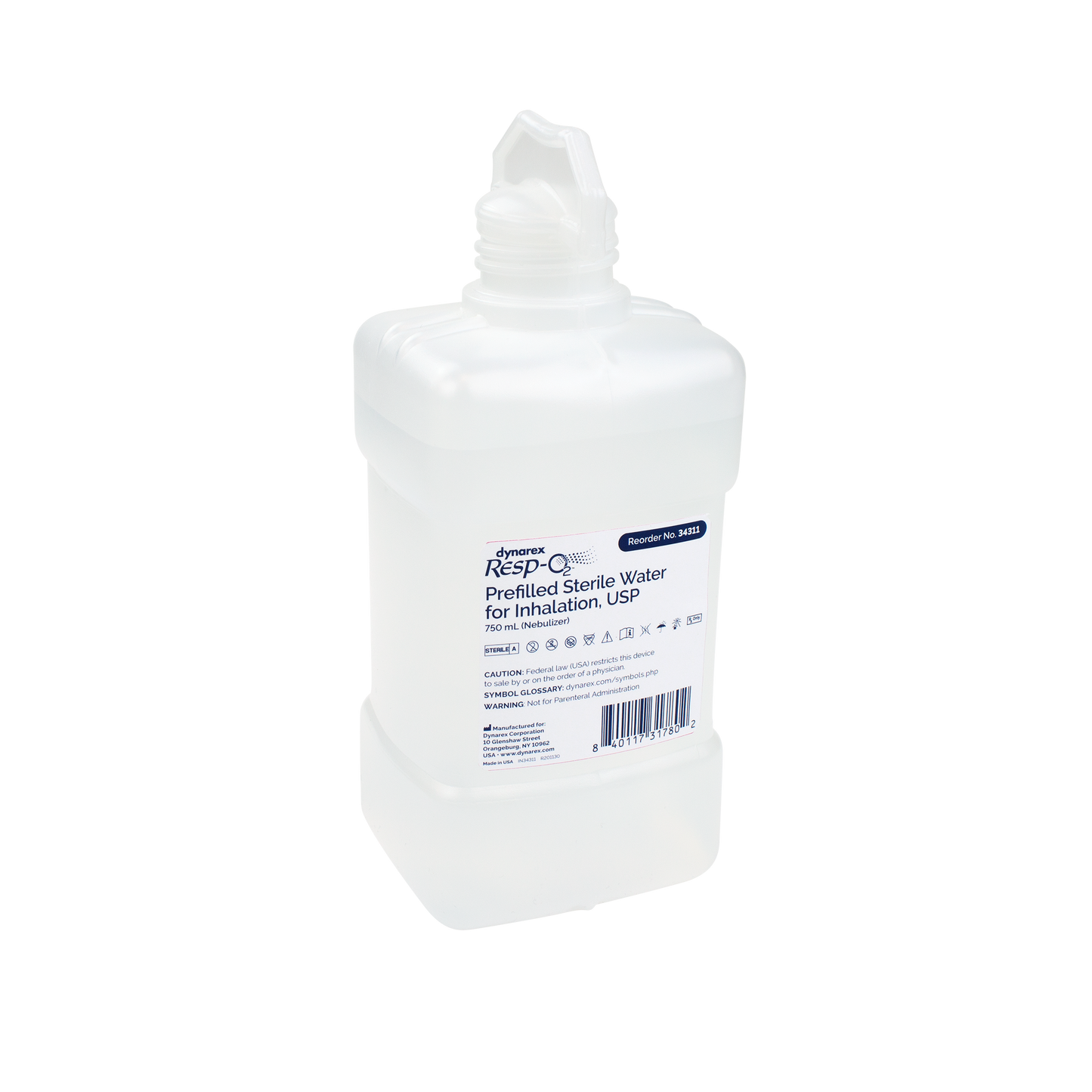 Prefilled Sterile Water For Inhalation USP, 750 mL, 12/cs