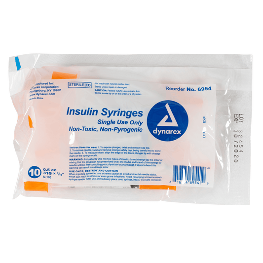 Insulin Syringe - Non-Toxic, 31G, 5/16" Needle, 0.5 cc, 5/100/cs