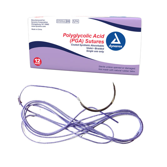 Braided (PGA) Sutures - Absorbable - Synthetic, Violet, 4-0, C6 Needle, 30", Box (9130)