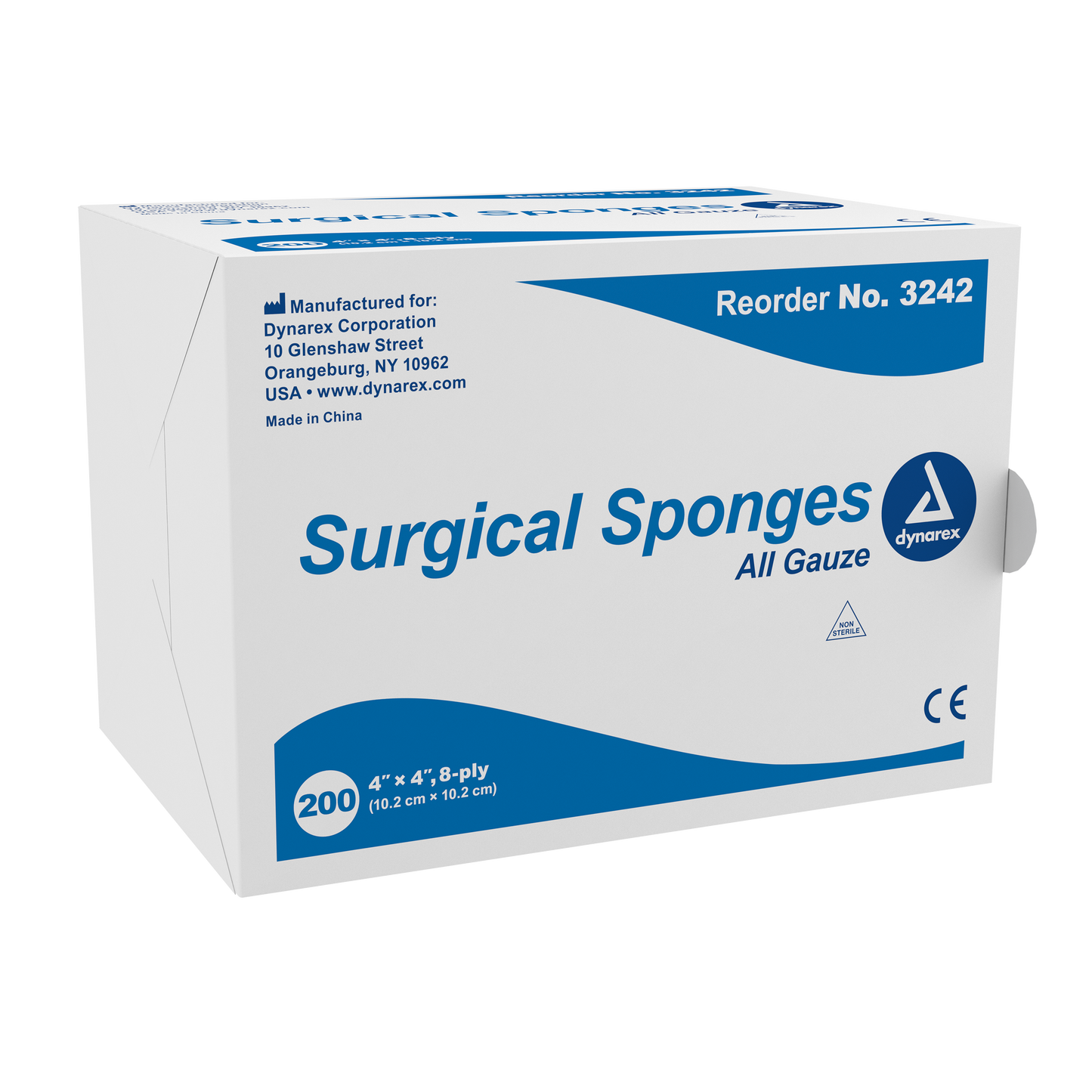 Surgical Gauze Sponge, 4" x 4" 8 Ply, 20/200/cs