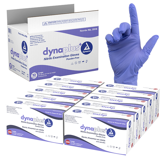 DynaPlus Nitrile Exam Gloves, Large, Powder-Free, Violet, 10/200/cs