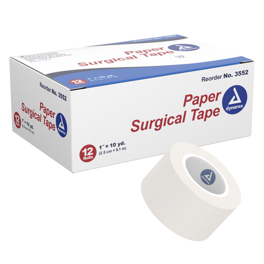 Paper Surgical Tape, 1" x 10 yd, 12/12/cs