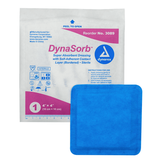 DynaSorb - Super Absorbent Dressing, Self-Adhering, 4" x 4", 12/10/cs