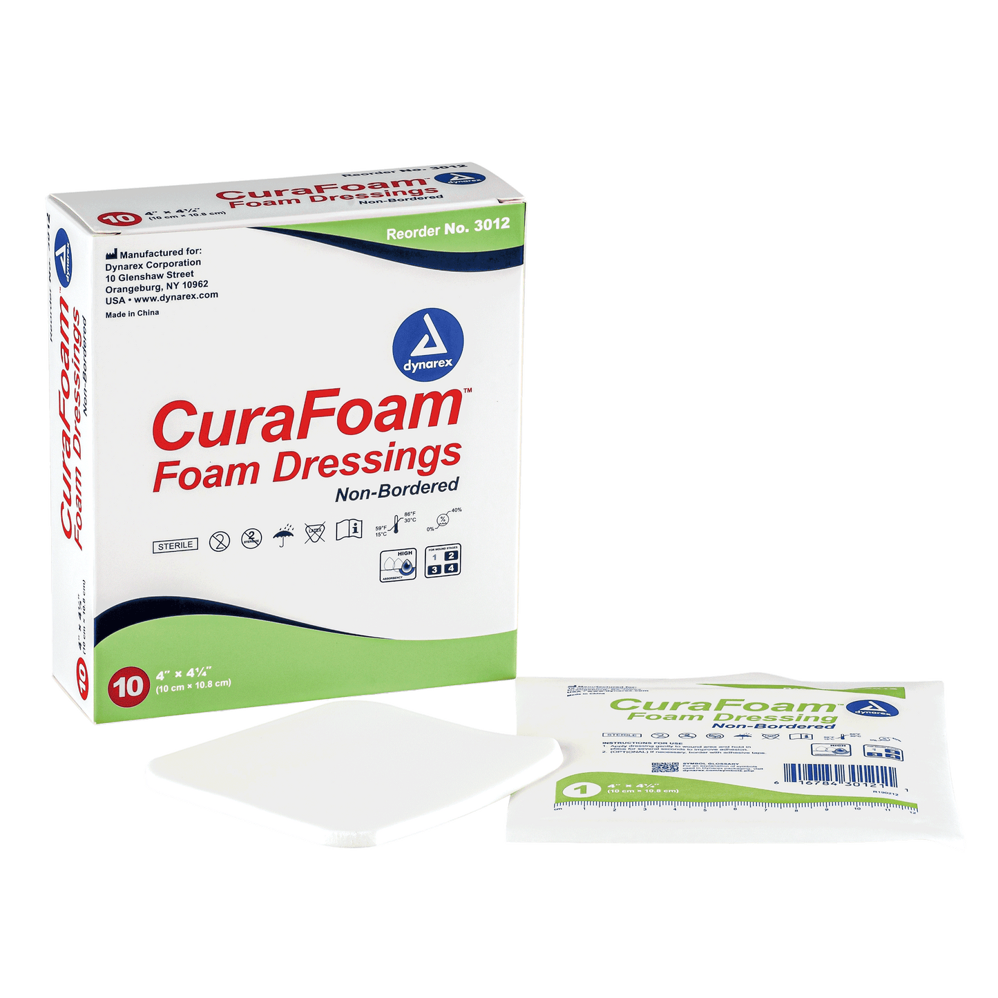 CuraFoam - Foam Dressing, 4" x 4.25", Case (3012)