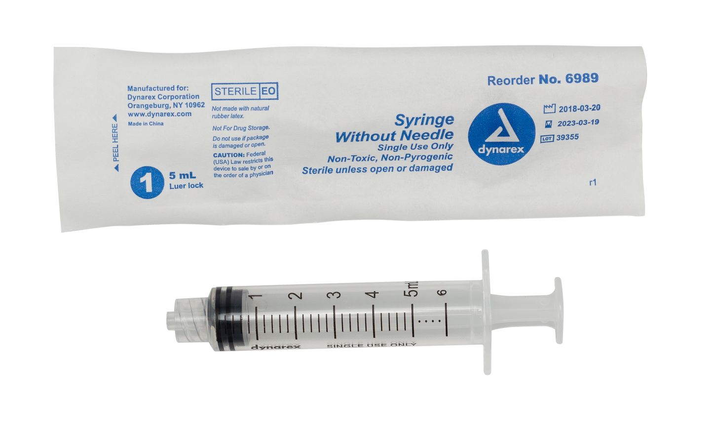 Syringe - Luer Lock, 5 cc, 10/100/cs