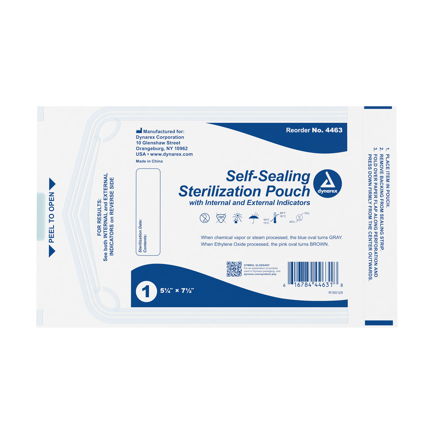 Sterilization Pouches, 5.25" x 7.5", 12/200/cs