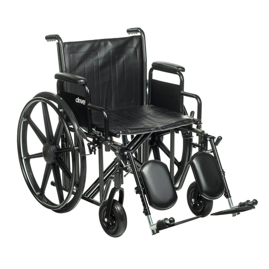 Sentra EC Heavy Duty Wheelchair, Detachable Desk Arms, Elevating Leg Rests, 20" Seat