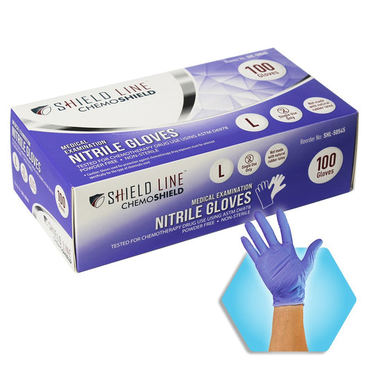 Shield Line Medical Exam Nitrile Gloves - Chemoshield - N/s - Powder Free - 10/100/cs. medical supply