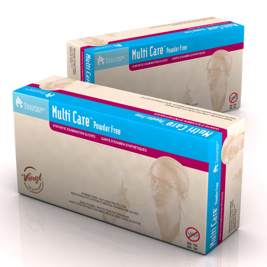 Multicare Vinyl Exam Gloves, Large, Powder Free, 10/100/cs