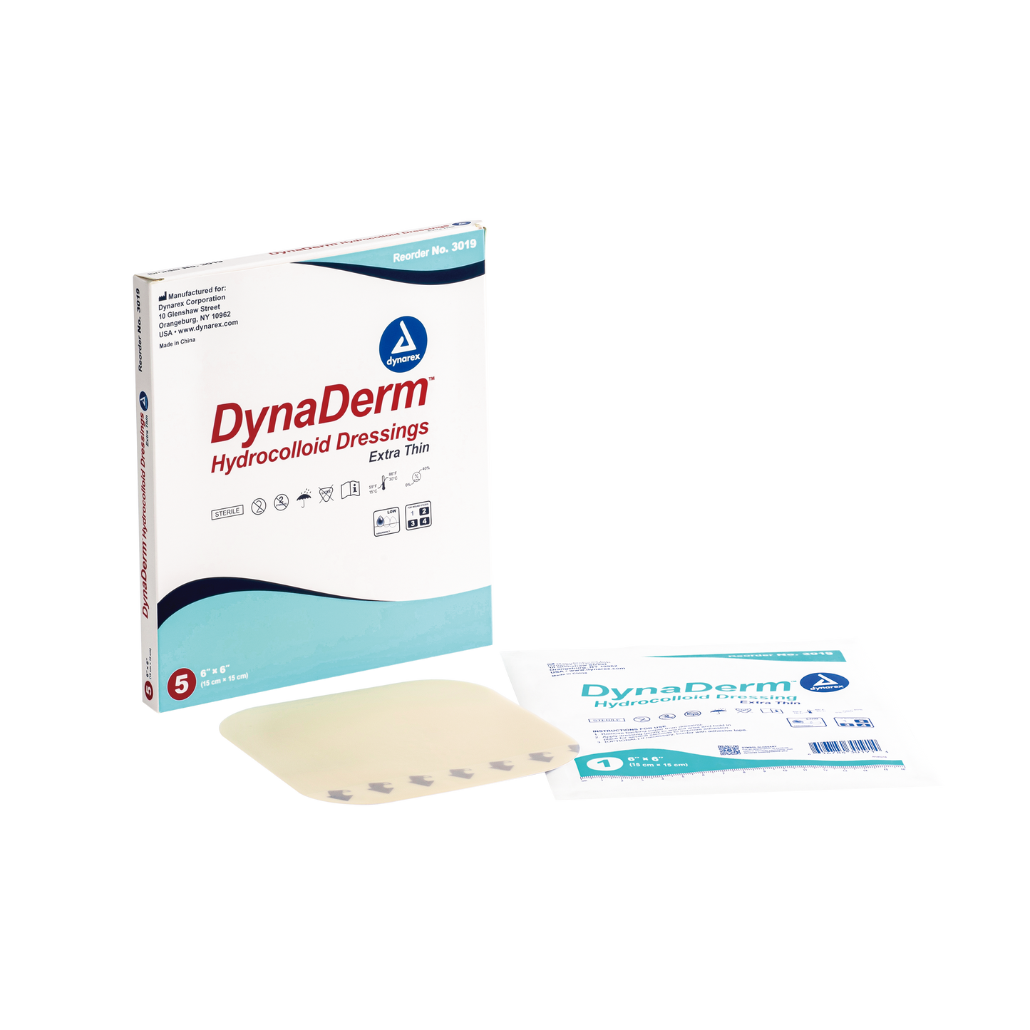 DynaDerm - Hydrocolloid Dressing - Extra Thin, 6" x 6", Case (3019)