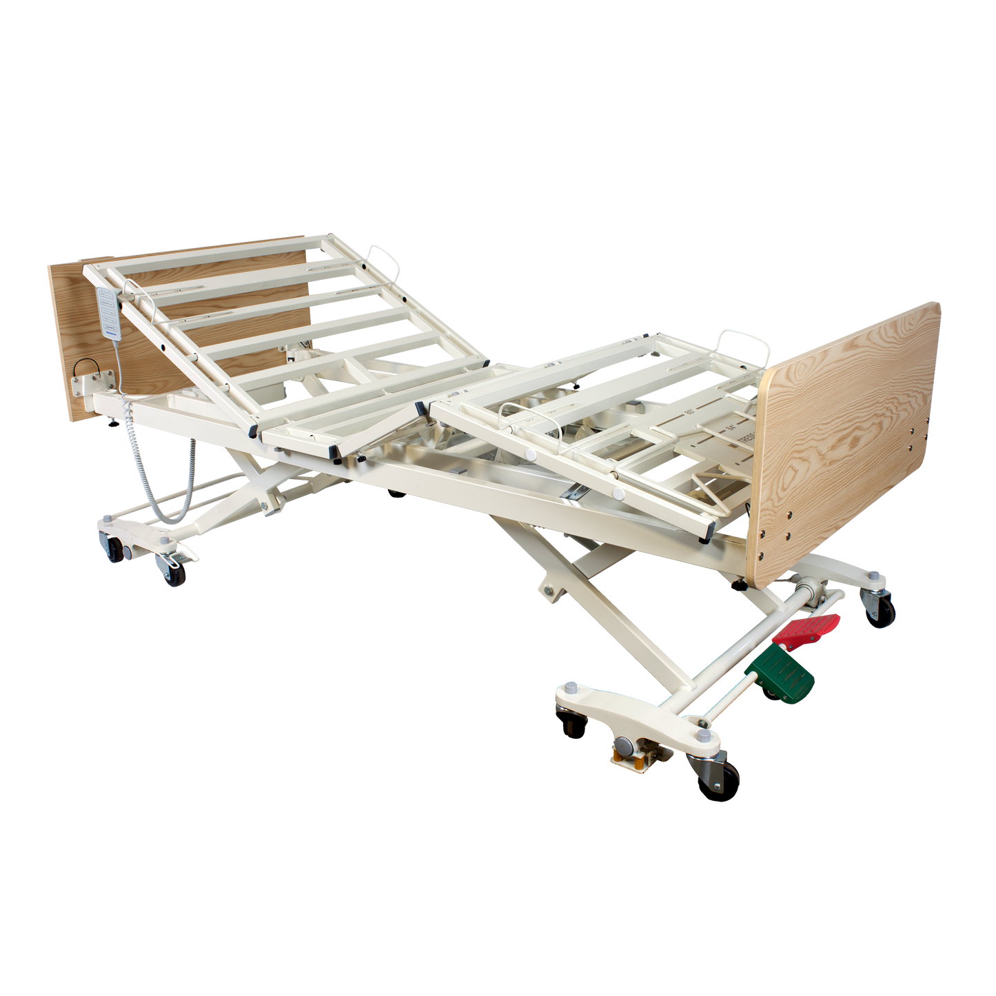 DB300 Bariatric LTC 5 Function Low Bed - Wood Boards - Cherr, w/ Composite Swing Rail, 1pc/cs