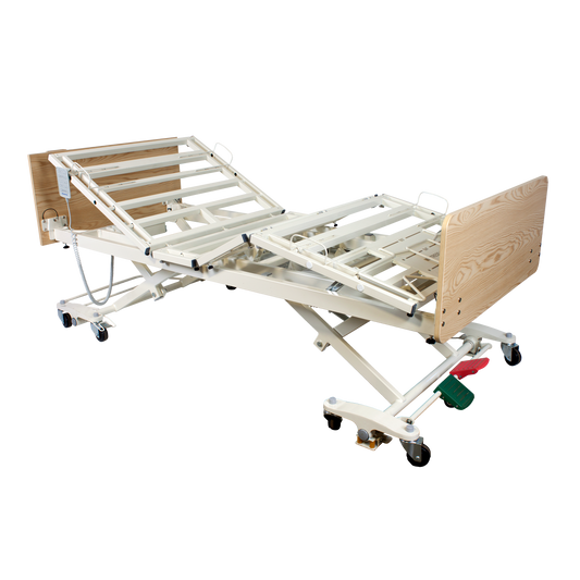 DB300 Bariatric LTC 5 Function Low Bed - Wood Boards - Cherr, w/ Composite Swing Rail, 1pc/cs