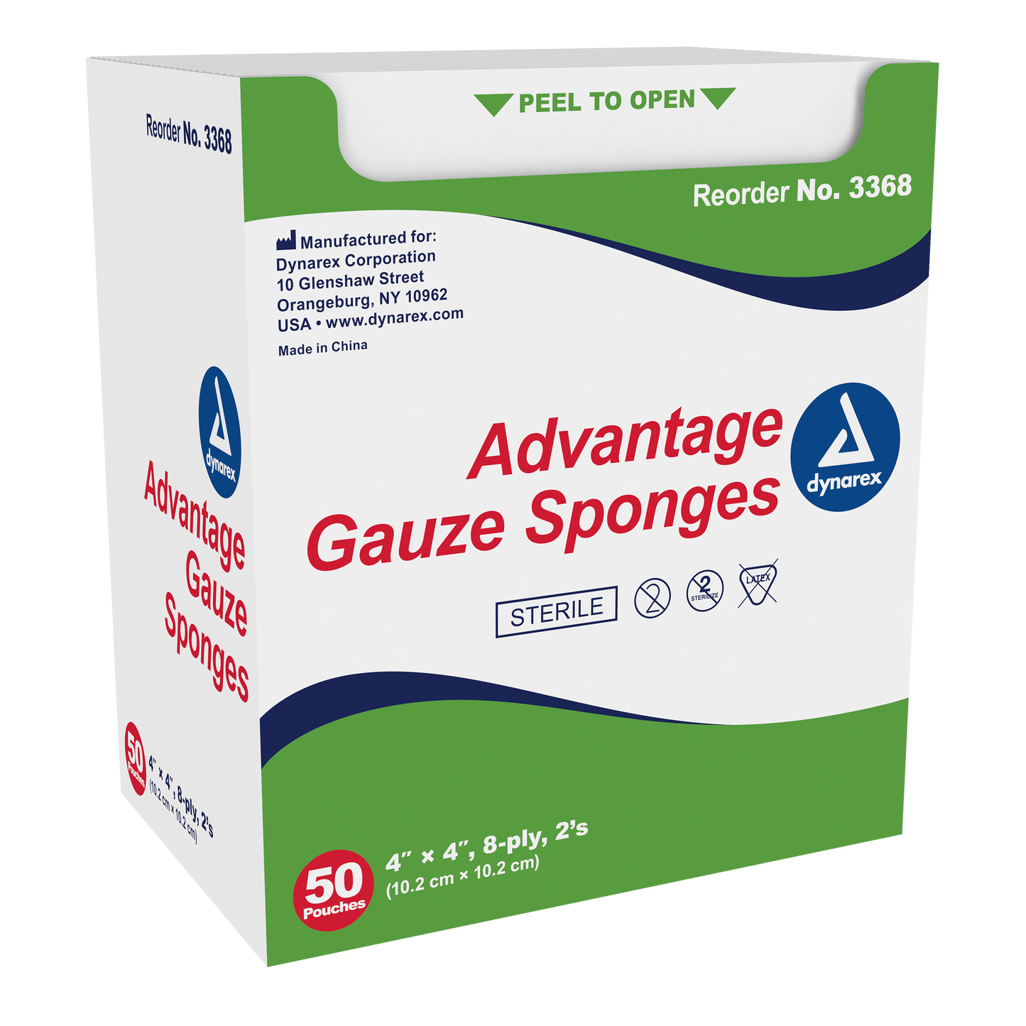 Gauze Sponge - Sterile 2's, 4" x 4" 8 Ply, 12/50/cs