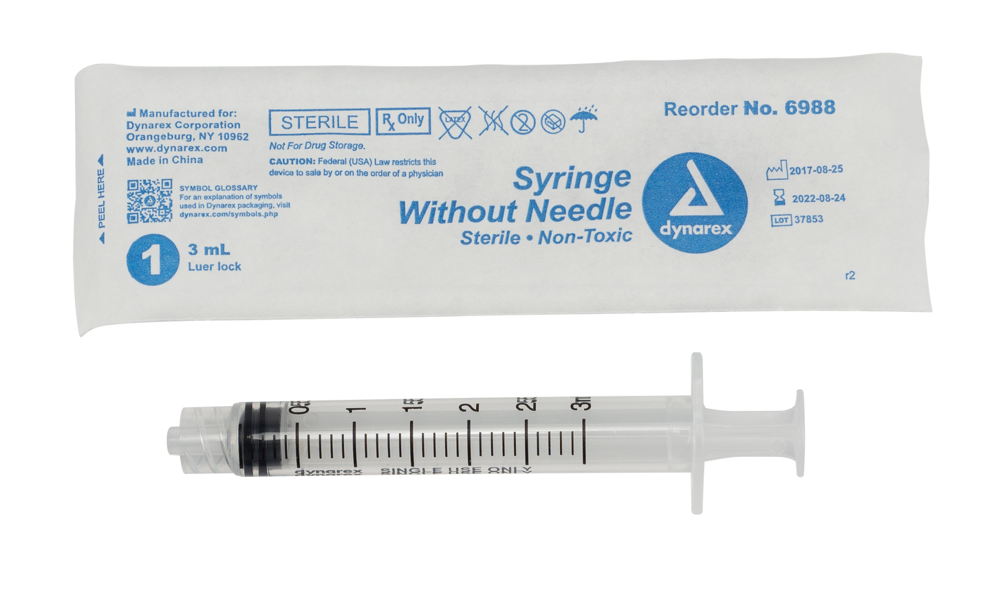 Syringe - Luer Lock, 3 cc, 10/100/cs