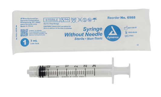 Syringe - Luer Lock, 3 cc, 10/100/cs