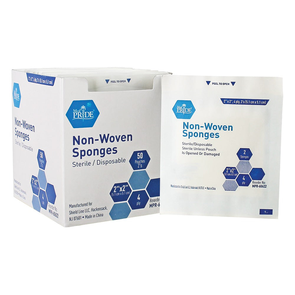 Shield Line Non-woven Sponge - Sterile - 2's, 2x2 - 4 Ply - 30/50/cs. (3M) medical supply