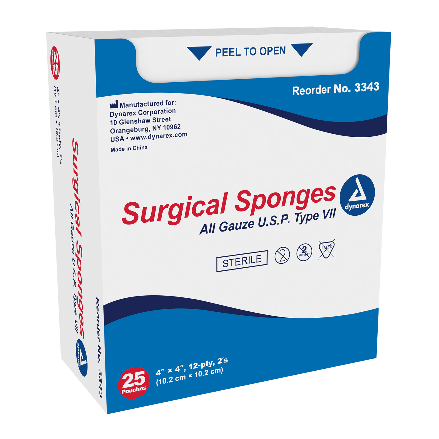 Surgical Gauze Sponge - Sterile 2's, 4" x 4" 12 Ply, 24/25/cs