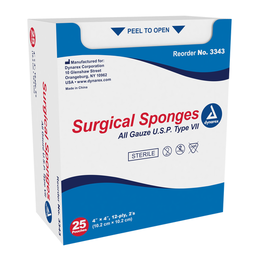 Surgical Gauze Sponge - Sterile 2's, 4" x 4" 12 Ply, 24/25/cs