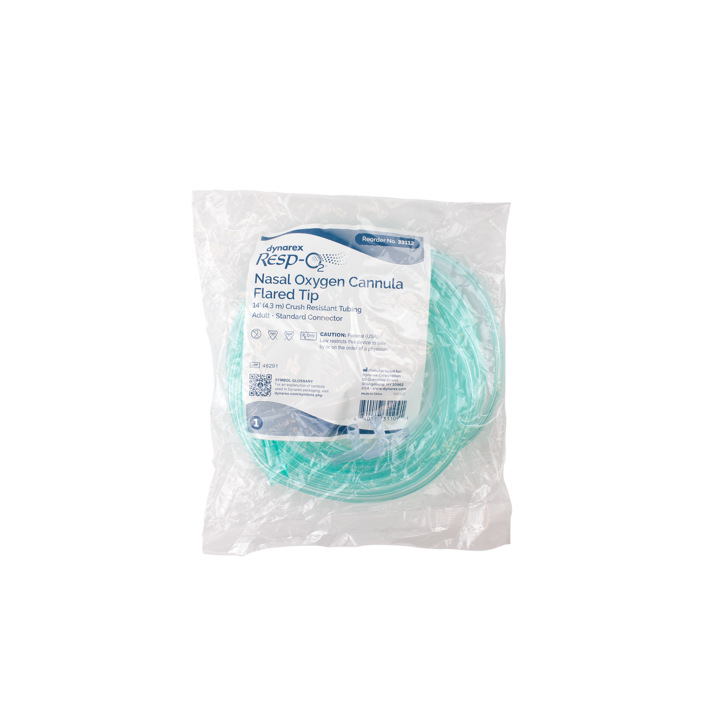 Nasal Oxygen Cannula Flared Tip w/ 14' (4.3 m) Crush Resista, Adult/Standard Connector, 50/cs